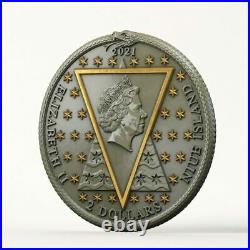 2021 Niue $2 Nicolas Flamel Philosopher's Stone 2 oz Silver Coin Mintage 500