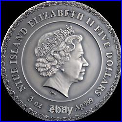2021 Niue $5 Divine Faces Amaterasu 3 oz 999 Silver Coin 500 Made