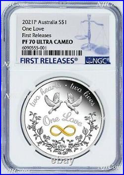 2021 One Love 1oz. 9999 Silver $1 Proof Coin NGC PF70 UC FR with OGP Tuvalu
