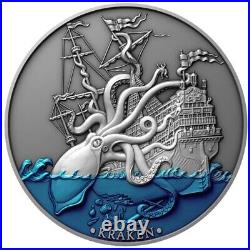 2021 Sea Beast Kraken Mythical Creatures series 2 oz pure silver coin