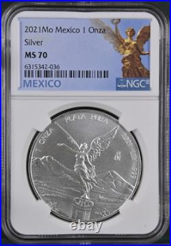 2021Mo 1 ONZA MEXICO LIBERTAD WINGED VICTORY KM#639 PERFECT NGC MS 70 TOP POP