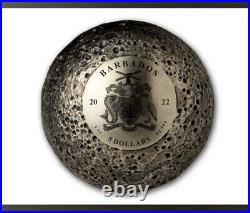 2022 Barbados $5 1oz Pure Silver Mercury Spherical Planet Antiqued Coin