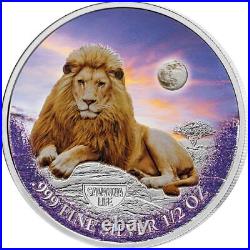 2022 Cameroon Lion Leo Silver Color Coin Big Cat Rhodium Plated BU Savanna Life