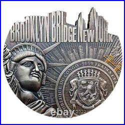 2022 Congo 5 oz Silver World's Famous Bridges Brooklyn Bridge