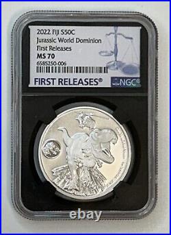 2022 Fiji S50C 1oz Silver Coin Jurassic World Dominion First Releases MS70