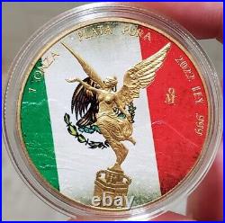 2022 MEXICAN FLAG LIBERTAD Gilded 1 Oz Silver Colored Coin