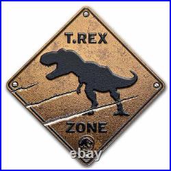 2022 Niue 2 oz Silver $5 Jurassic World Dominion T-Rex Sign Coin