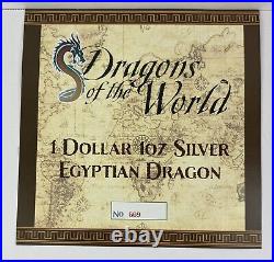 2023 Fiji Dragons of the World Egyptian Dragon Shaped Coin 1 oz. 999 Silver COA