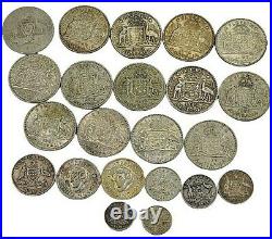 22pcs Australia Circulated Silver Florin Shilling 3 6 Pence Coins 1917-1947 B313