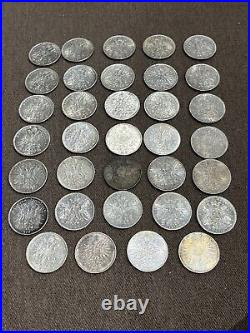 34x 1912 Austro-Hungarian Empire Austria Circu. 2 Corona Silver. 835 Coin