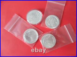 4 Lot Set 1 oz Fine Silver Coins Brilliant Uncirculated From Around the World