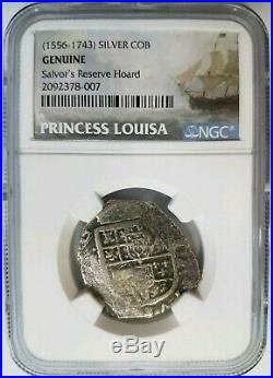 4 Reales Princess Louisa Shipwreck NGC Silver COB Sunken Treasure Salvor's Hoard