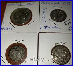 4 Very Old Silver Coins. 3 From Netherlands, 1 From Poland