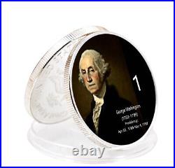 46pcs/lot American Presidents Silver Plated Metal Coins Art Ornament Souvenirs