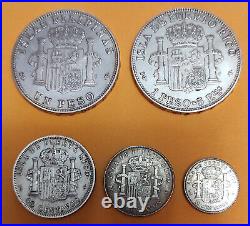 5 Colonial Coins Puerto Rico / Philippines (PESO + 40 20 10 Centavos 1895-1897)