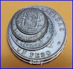 5 Colonial Coins Puerto Rico / Philippines (PESO + 40 20 10 Centavos 1895-1897)