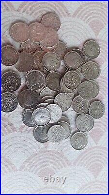 50 Silver Three Pence Coins Dated Between 1911 To 1941 In A Used Fine Or Better