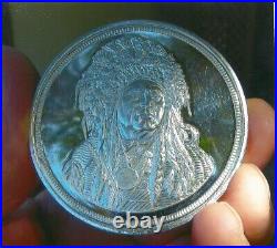 6oz COIN SILVER ROUND CHIEF RUNNING ANTELOPS, HEAD of the GREAT SIOUX NATION
