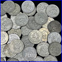 (75) Mexico 25 Centavos 30% Silver Coins 1950-1953 Liberty Cap & Scales Design