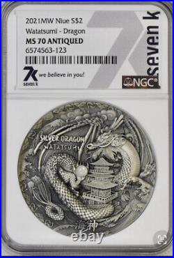 7k Metals Watasumi Dragon MS70 Antiqued Low Mintage Collectible Coin