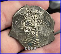 8 Reales 1688 Spanish Silver 18,61 Grams Clipped Read Description