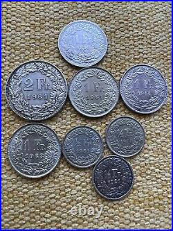 A lot of old coins from Switzerland, 8 Silver Coins