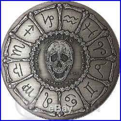 ARIES Memento Mori Zodiac Skull Horoscope Silver Coin 2015