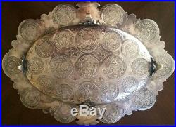 Antique Prussian German 800 Silver Inlaid Coin Thaler Presentation Tray 1841