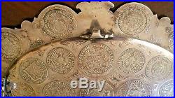 Antique Prussian German 800 Silver Inlaid Coin Thaler Presentation Tray 1841