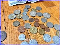 Antique vtg COIN BILL LOT silver Great Britain Belgium Euro sterling scrap 1898
