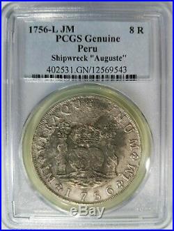Auguste Shipwreck 1756 L JM PCGS 8 Reales Peru Treasure Silver Pieces of Eight