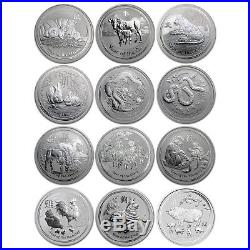 Australia 2008-2019 Complete 12-Coin Collection Lunar Zodiac Pig 1 Oz Silver Set