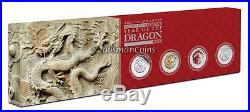 Australia 2012 Year Dragon Lunar Zodiac 4 Coin $1 1 Oz Silver Dollar Type Set