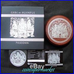 Australia 2014 Gods Of Olympus Poseidon 2oz Silver High Relief Coin Mintage 1500