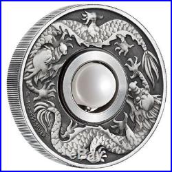 Australia Dragon and Pearl 2017 $1 1oz Silver Antiqued Coin