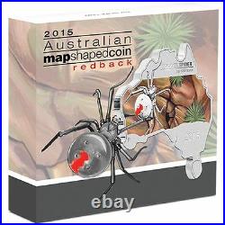 Australia MAP SHAPED COIN SERIES 2015 Redback Spider 1 OZ SILVER proof COIN