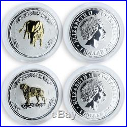 Australia set of 12 coins Lunar calendar Series I Gilded silver 1 oz 1999-2010