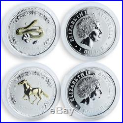 Australia set of 12 coins Lunar calendar Series I Gilded silver 1 oz 1999-2010