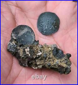 Authenthic Dutch Netherlands VOC 1 STUIVER Silver 1600 Shipwreck FOSSIL Coin