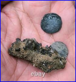 Authenthic Dutch Netherlands VOC 1 STUIVER Silver 1600 Shipwreck FOSSIL Coin