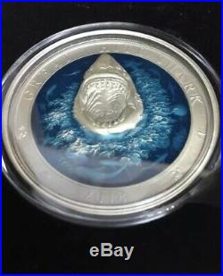 Barbados 2018 3 Oz Silver $5 GREAT WHITE SHARK UNDERWATER WORLD Coin
