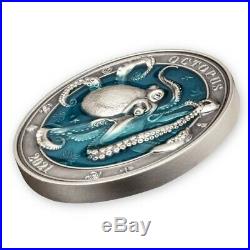 Barbados 2021 5$ Octopus Underwater World 3oz Silver Coin