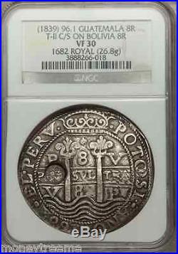 Bolivia 1682 Royal 8 Reales Ngc 30 King Charles II Rare Cob Potosi Silver Coin