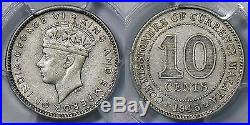 British Malaya, George VI, 10 Cents, 1945-i. Bombay mint. Plate coin. PCGS XF45