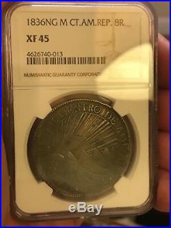CERTIFIED 1836 Central American republic 8 reales NGC XF45