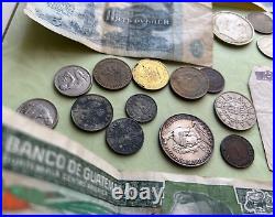 COIN & BILL LOT silver 1957 Mexico East Germany Zwei 2 mark sterling 1901 scrap