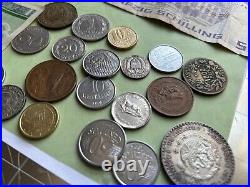 COIN & BILL LOT silver 1957 Mexico East Germany Zwei 2 mark sterling 1901 scrap