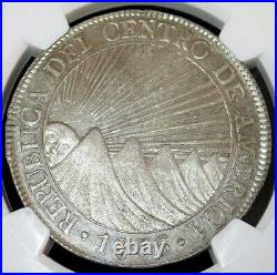 Central American Republic 1836ng-ba 8 Reales Ngc Au58 Only 1 Higher (guatemala)