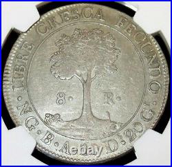 Central American Republic 1836ng-ba 8 Reales Ngc Au58 Only 1 Higher (guatemala)