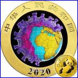 China Chinese Silver Panda BIOLOGICAL WEAPON 19 COVI CORON VIRUS 2020 ¥10 Coin